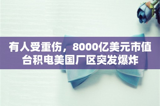 有人受重伤，8000亿美元市值台积电美国厂区突发爆炸