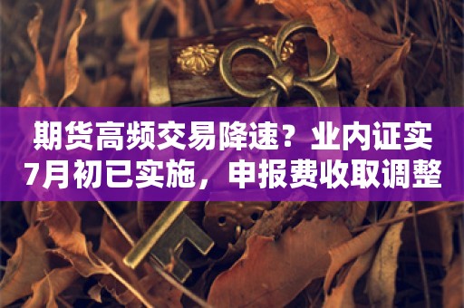 期货高频交易降速？业内证实7月初已实施，申报费收取调整10月下旬生效