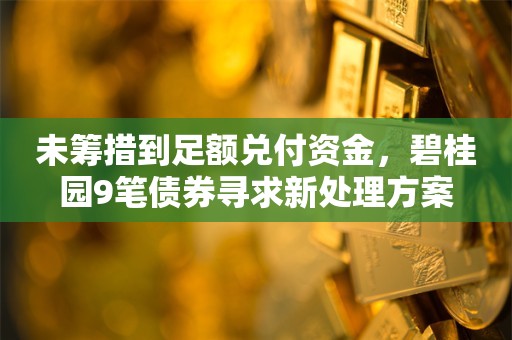 未筹措到足额兑付资金，碧桂园9笔债券寻求新处理方案