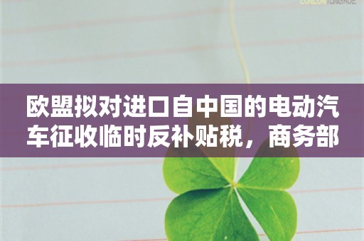 欧盟拟对进口自中国的电动汽车征收临时反补贴税，商务部回应