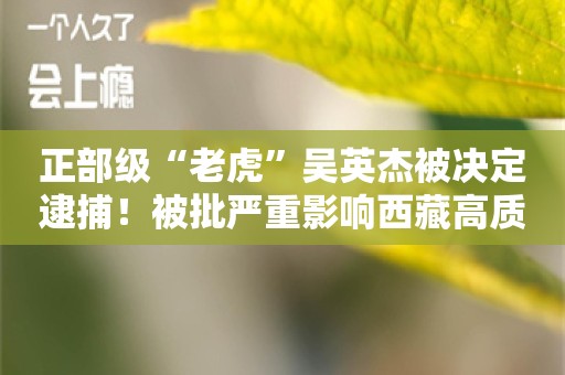 正部级“老虎”吴英杰被决定逮捕！被批严重影响西藏高质量发展