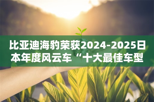 比亚迪海豹荣获2024-2025日本年度风云车“十大最佳车型”奖