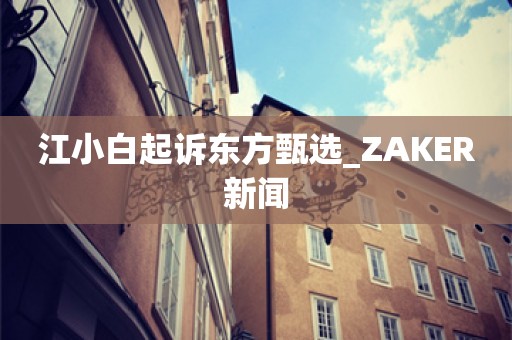 江小白起诉东方甄选_ZAKER新闻