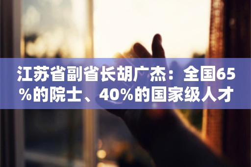 江苏省副省长胡广杰：全国65%的院士、40%的国家级人才在苏创新创业