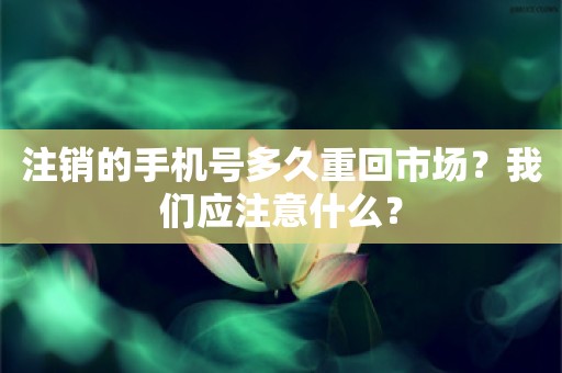 注销的手机号多久重回市场？我们应注意什么？