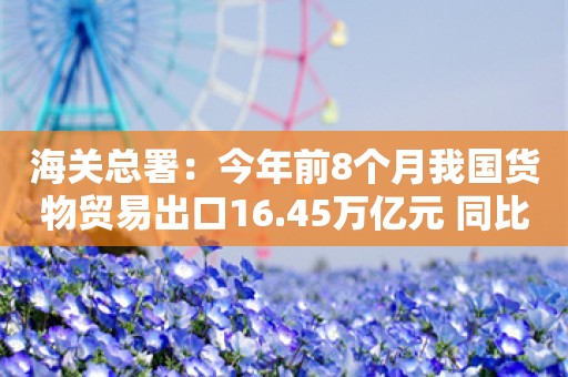 海关总署：今年前8个月我国货物贸易出口16.45万亿元 同比增长6.9%