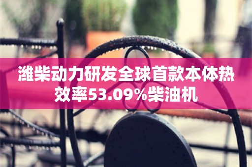 潍柴动力研发全球首款本体热效率53.09%柴油机