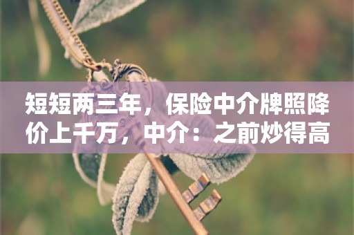 短短两三年，保险中介牌照降价上千万，中介：之前炒得高，现在市场冷静了