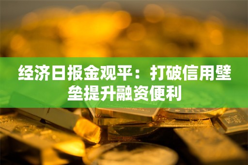 经济日报金观平：打破信用壁垒提升融资便利