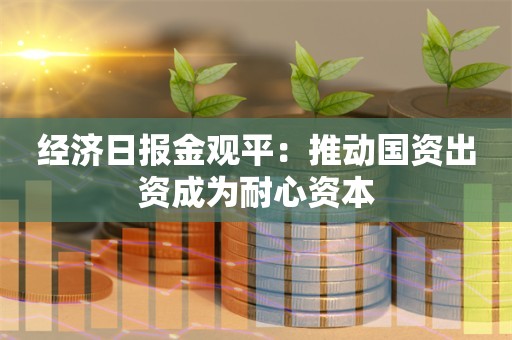 经济日报金观平：推动国资出资成为耐心资本