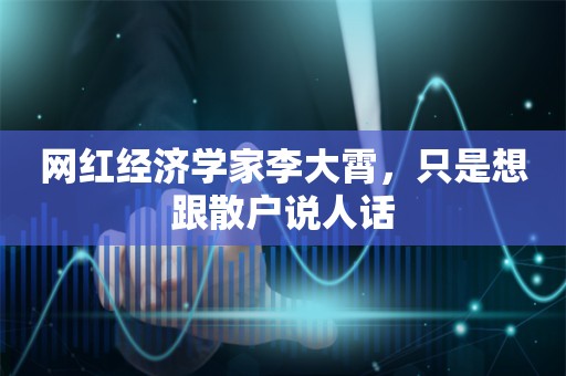 网红经济学家李大霄，只是想跟散户说人话