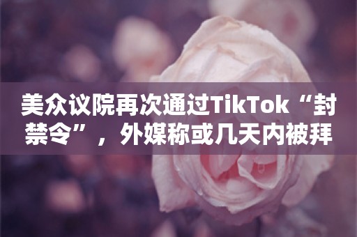 美众议院再次通过TikTok“封禁令”，外媒称或几天内被拜登签署成法律