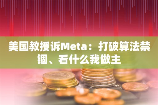 美国教授诉Meta：打破算法禁锢、看什么我做主