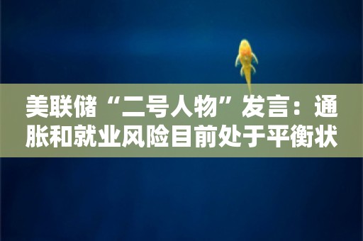 美联储“二号人物”发言：通胀和就业风险目前处于平衡状态