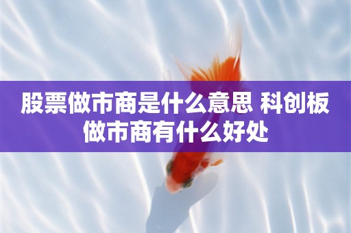 股票做市商是什么意思 科创板做市商有什么好处