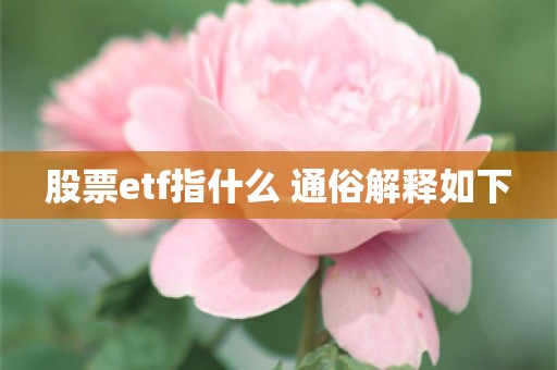 股票etf指什么 通俗解释如下