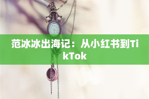 范冰冰出海记：从小红书到TikTok