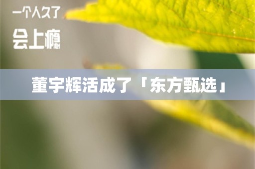 董宇辉活成了「东方甄选」