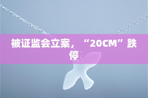 被证监会立案，“20CM”跌停