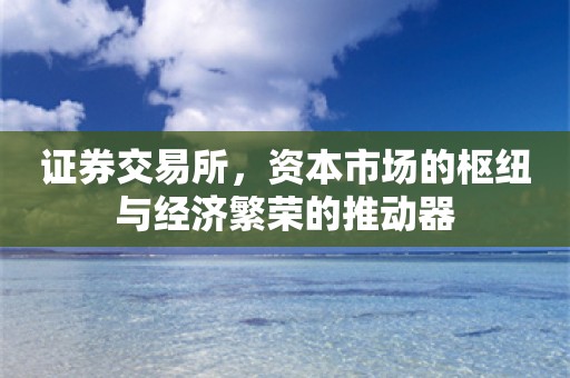 证券交易所，资本市场的枢纽与经济繁荣的推动器