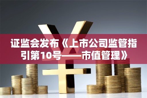 证监会发布《上市公司监管指引第10号——市值管理》