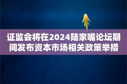 证监会将在2024陆家嘴论坛期间发布资本市场相关政策举措