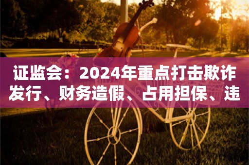 证监会：2024年重点打击欺诈发行、财务造假、占用担保、违规减持等违法违规行为