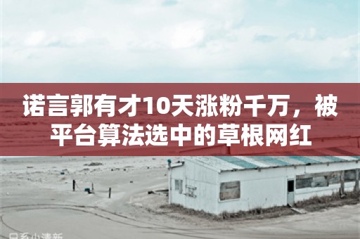 诺言郭有才10天涨粉千万，被平台算法选中的草根网红