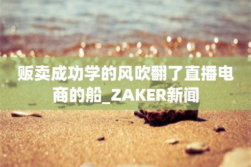 贩卖成功学的风吹翻了直播电商的船_ZAKER新闻