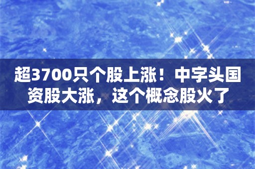 超3700只个股上涨！中字头国资股大涨，这个概念股火了