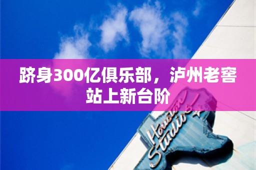 跻身300亿俱乐部，泸州老窖站上新台阶