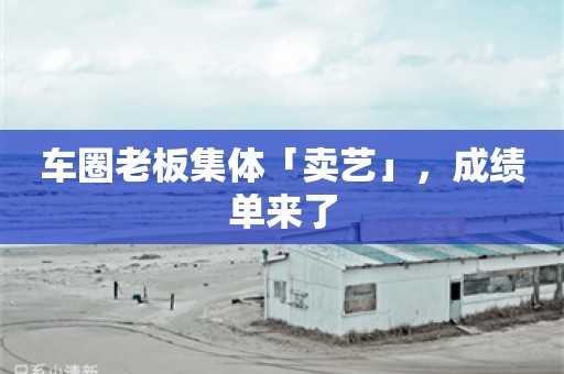 车圈老板集体「卖艺」，成绩单来了