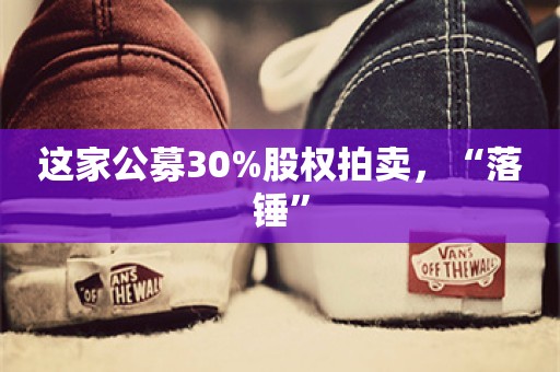 这家公募30%股权拍卖，“落锤”