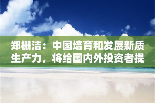 郑栅洁：中国培育和发展新质生产力，将给国内外投资者提供无限可能的市场机遇