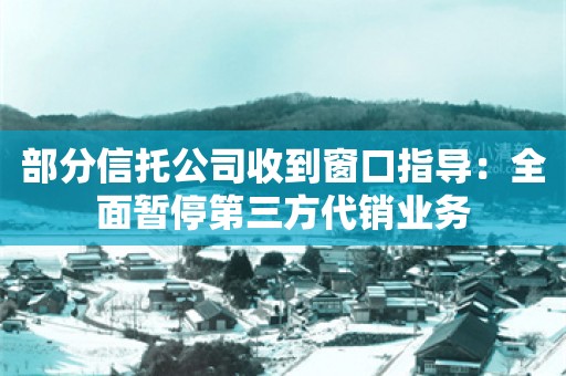 部分信托公司收到窗口指导：全面暂停第三方代销业务