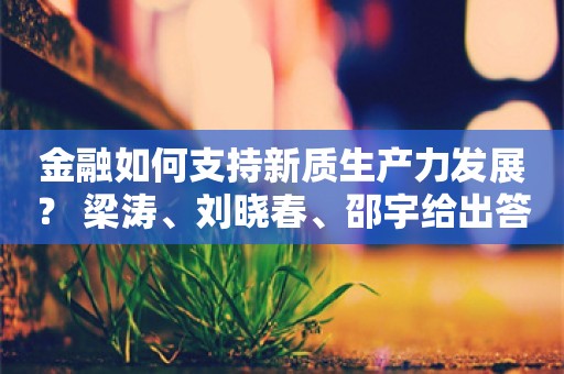 金融如何支持新质生产力发展？ 梁涛、刘晓春、邵宇给出答案……