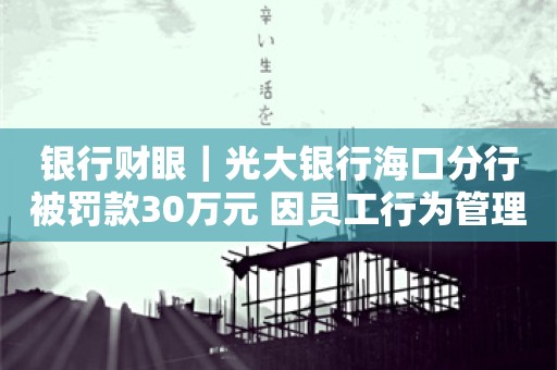 银行财眼｜光大银行海口分行被罚款30万元 因员工行为管理不到位