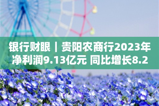 银行财眼｜贵阳农商行2023年净利润9.13亿元 同比增长8.24%