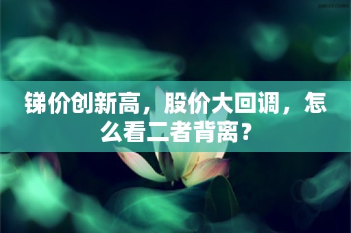 锑价创新高，股价大回调，怎么看二者背离？