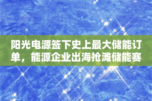 阳光电源签下史上最大储能订单，能源企业出海抢滩储能赛道正当时