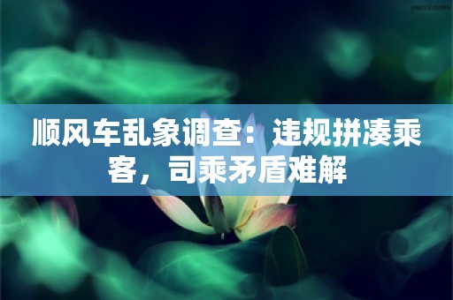 顺风车乱象调查：违规拼凑乘客，司乘矛盾难解