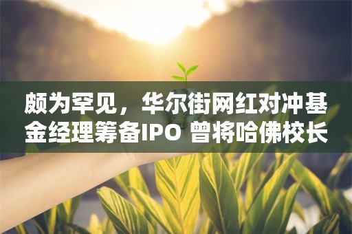 颇为罕见，华尔街网红对冲基金经理筹备IPO 曾将哈佛校长赶下台