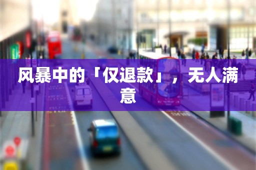 风暴中的「仅退款」，无人满意