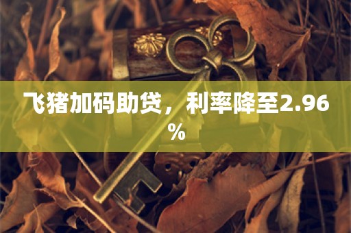 飞猪加码助贷，利率降至2.96%