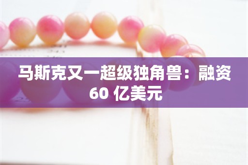 马斯克又一超级独角兽：融资 60 亿美元