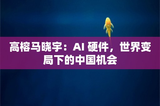 高榕马晓宇：AI+硬件，世界变局下的中国机会