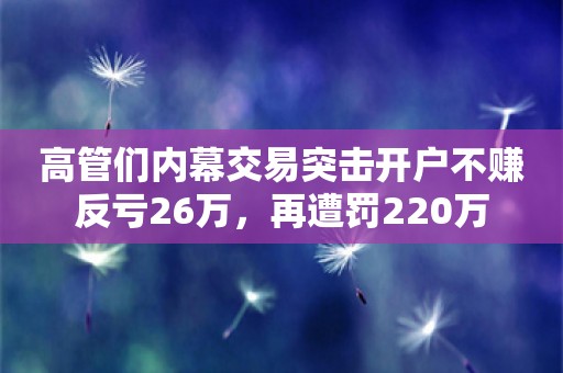 高管们内幕交易突击开户不赚反亏26万，再遭罚220万