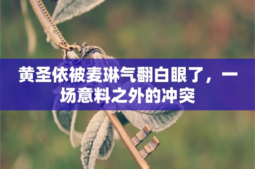 黄圣依被麦琳气翻白眼了，一场意料之外的冲突