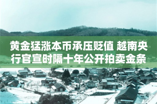 黄金猛涨本币承压贬值 越南央行官宣时隔十年公开拍卖金条