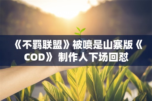  《不羁联盟》被喷是山寨版《COD》 制作人下场回怼